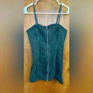 Women’s Forever 21 black denim zip up dress size small